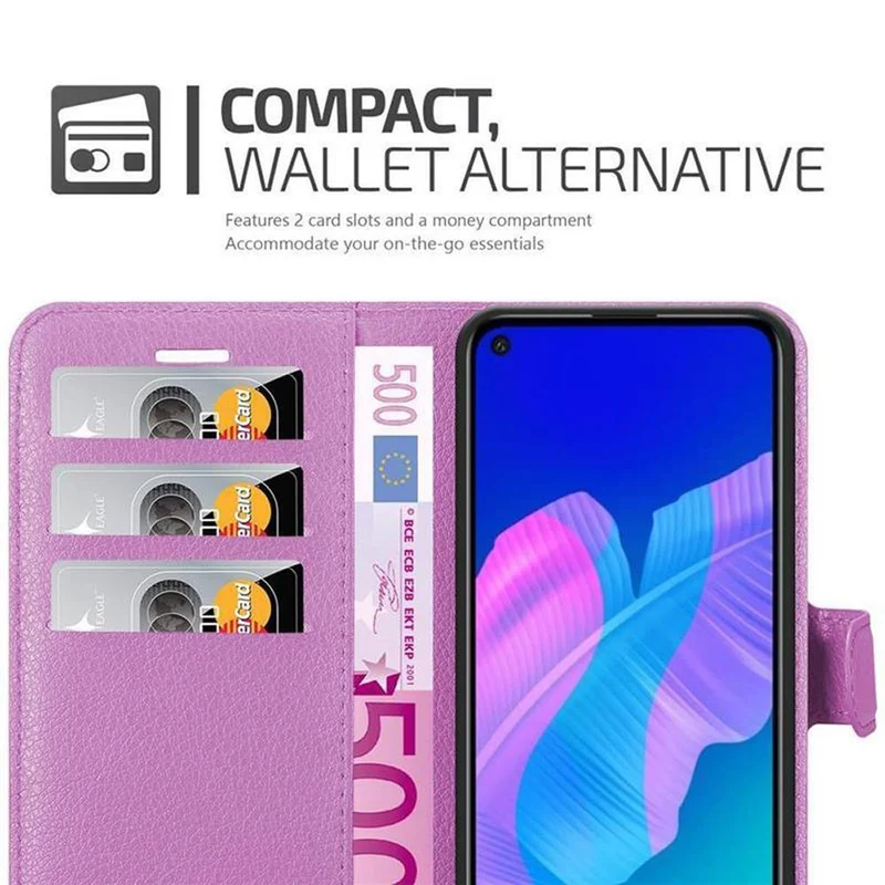 Cadorabo Hülle kompatibel mit Huawei P40 LITE E Schutzhülle mit Magnetverschluss, Standfunktion und Kartenfach