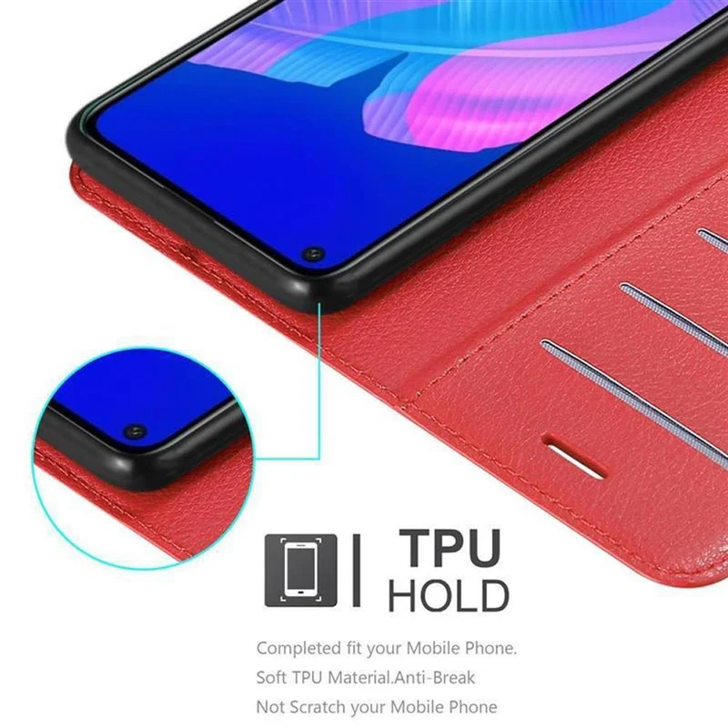 Cadorabo Hülle kompatibel mit Huawei P40 LITE E Schutzhülle mit Magnetverschluss, Standfunktion und Kartenfach