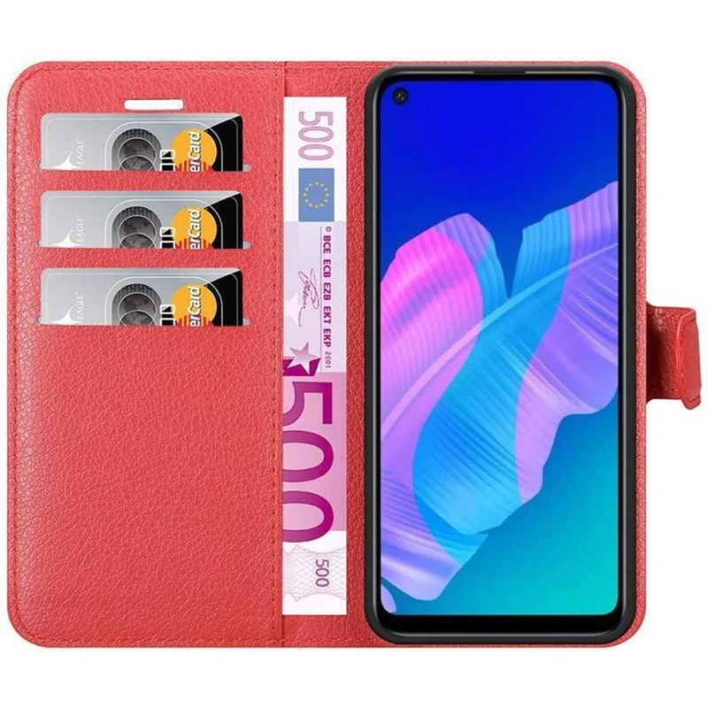 Cadorabo Hülle kompatibel mit Huawei P40 LITE E Schutzhülle mit Magnetverschluss, Standfunktion und Kartenfach