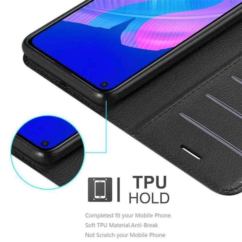 Cadorabo Hülle kompatibel mit Huawei P40 LITE E Schutzhülle mit Magnetverschluss, Standfunktion und Kartenfach