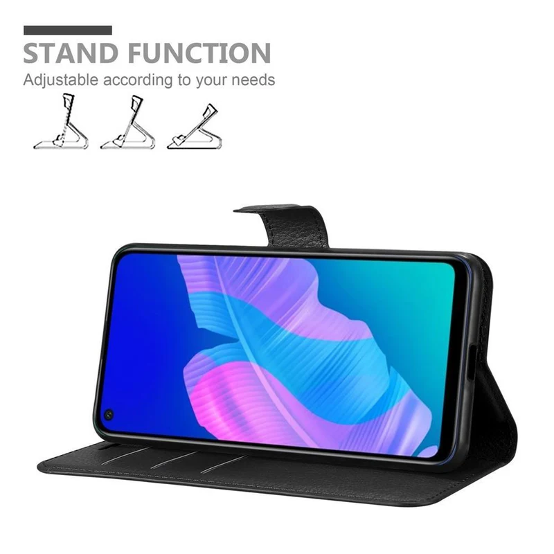 Cadorabo Hülle kompatibel mit Huawei P40 LITE E Schutzhülle mit Magnetverschluss, Standfunktion und Kartenfach
