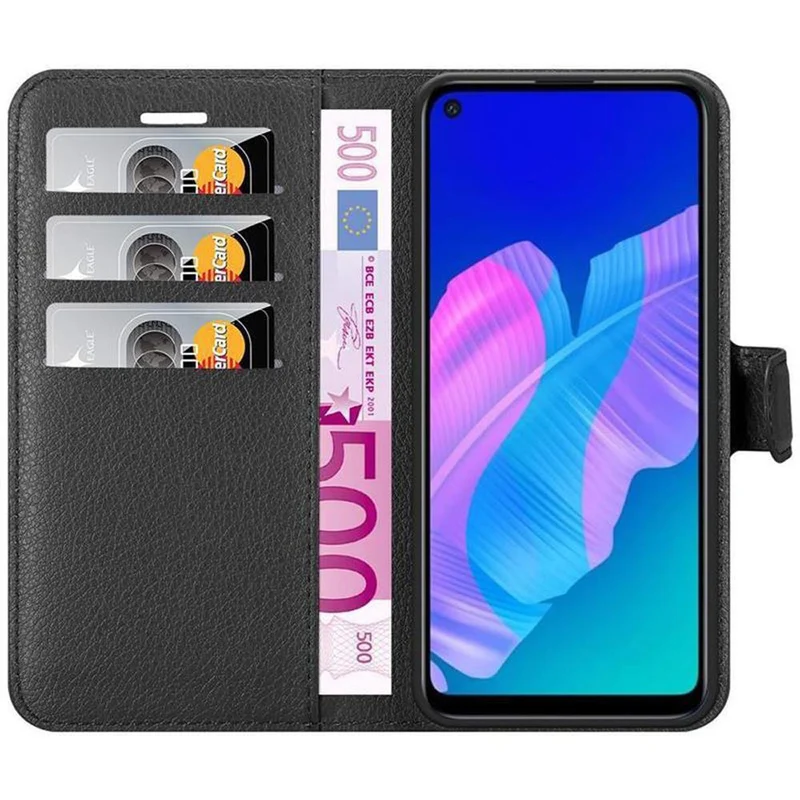 Cadorabo Hülle kompatibel mit Huawei P40 LITE E Schutzhülle mit Magnetverschluss, Standfunktion und Kartenfach
