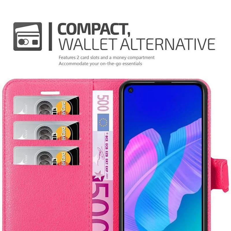 Cadorabo Hülle kompatibel mit Huawei P40 LITE E Schutzhülle mit Magnetverschluss, Standfunktion und Kartenfach
