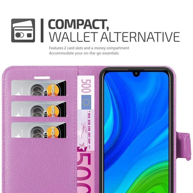 Cadorabo Hülle kompatibel mit Huawei P SMART 2020 Schutzhülle mit Magnetverschluss, Standfunktion und Kartenfach