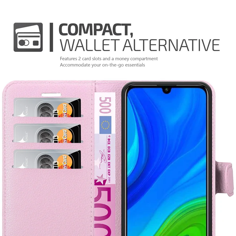 Cadorabo Hülle kompatibel mit Huawei P SMART 2020 Schutzhülle mit Magnetverschluss, Standfunktion und Kartenfach