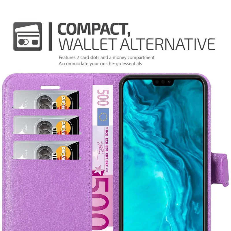Cadorabo Hülle kompatibel mit Honor 9X LITE Schutzhülle mit Magnetverschluss, Standfunktion und Kartenfach