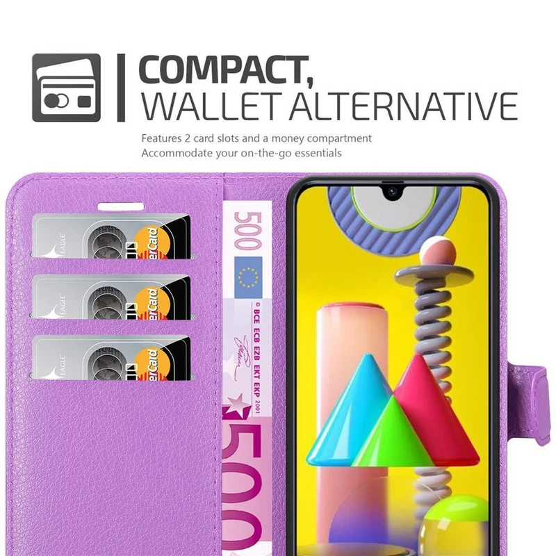 Cadorabo Hülle kompatibel mit Samsung Galaxy M31 Schutzhülle mit Magnetverschluss, Standfunktion und Kartenfach