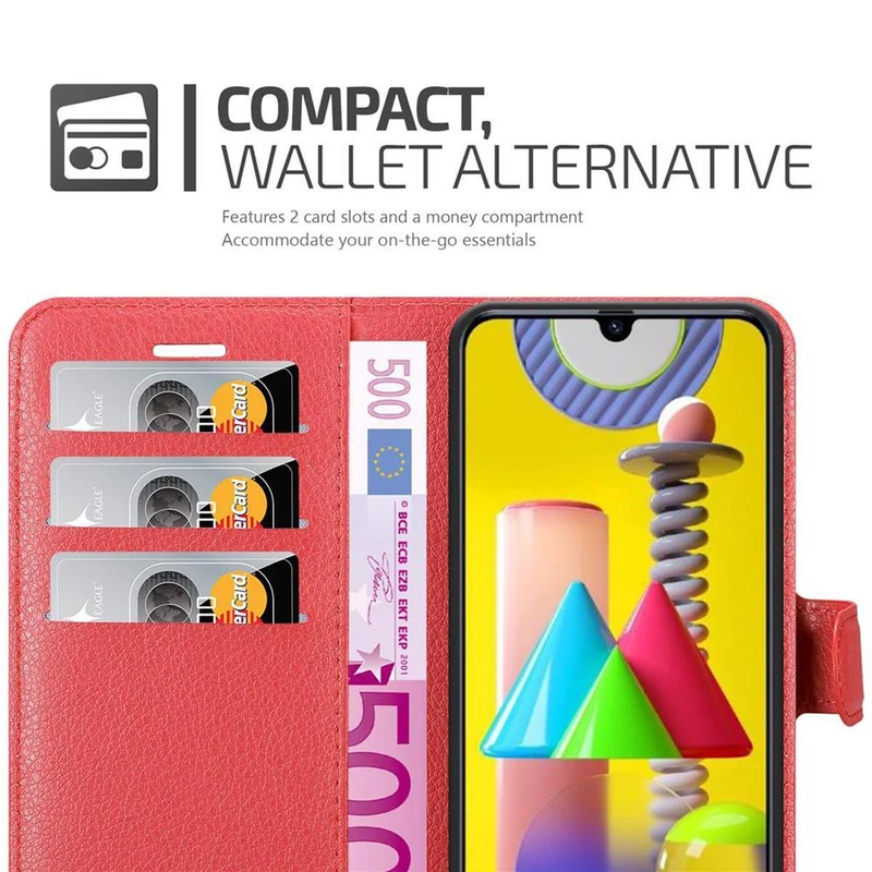 Cadorabo Hülle kompatibel mit Samsung Galaxy M31 Schutzhülle mit Magnetverschluss, Standfunktion und Kartenfach