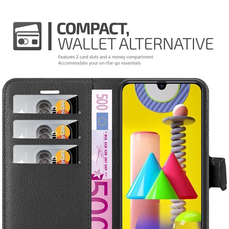 Cadorabo Hülle kompatibel mit Samsung Galaxy M31 Schutzhülle mit Magnetverschluss, Standfunktion und Kartenfach