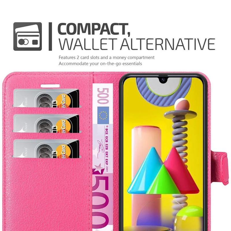 Cadorabo Hülle kompatibel mit Samsung Galaxy M31 Schutzhülle mit Magnetverschluss, Standfunktion und Kartenfach