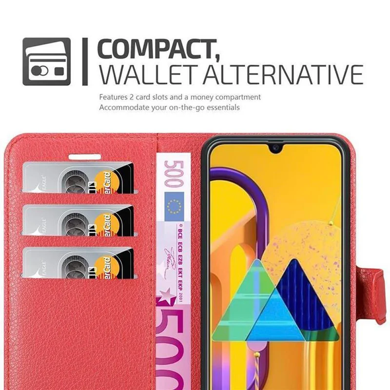 Cadorabo Hülle kompatibel mit Samsung Galaxy M21 / M30s Schutzhülle mit Magnetverschluss, Standfunktion und Kartenfach