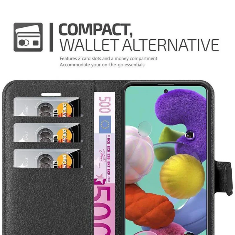 Cadorabo Hülle kompatibel mit Samsung Galaxy A51 5G Schutzhülle mit Magnetverschluss, Standfunktion und Kartenfach
