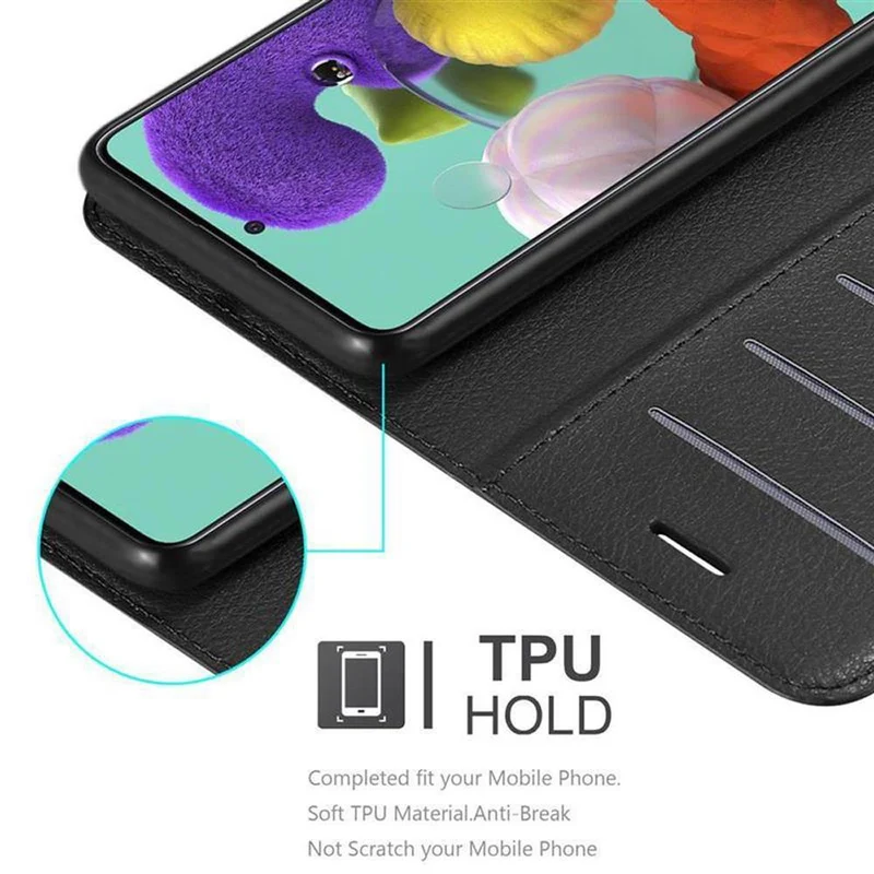 Cadorabo Hülle kompatibel mit Samsung Galaxy A51 5G Schutzhülle mit Magnetverschluss, Standfunktion und Kartenfach
