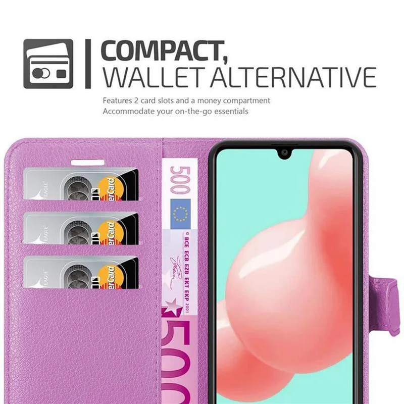 Cadorabo Hülle kompatibel mit Samsung Galaxy A41 Schutzhülle mit Magnetverschluss, Standfunktion und Kartenfach