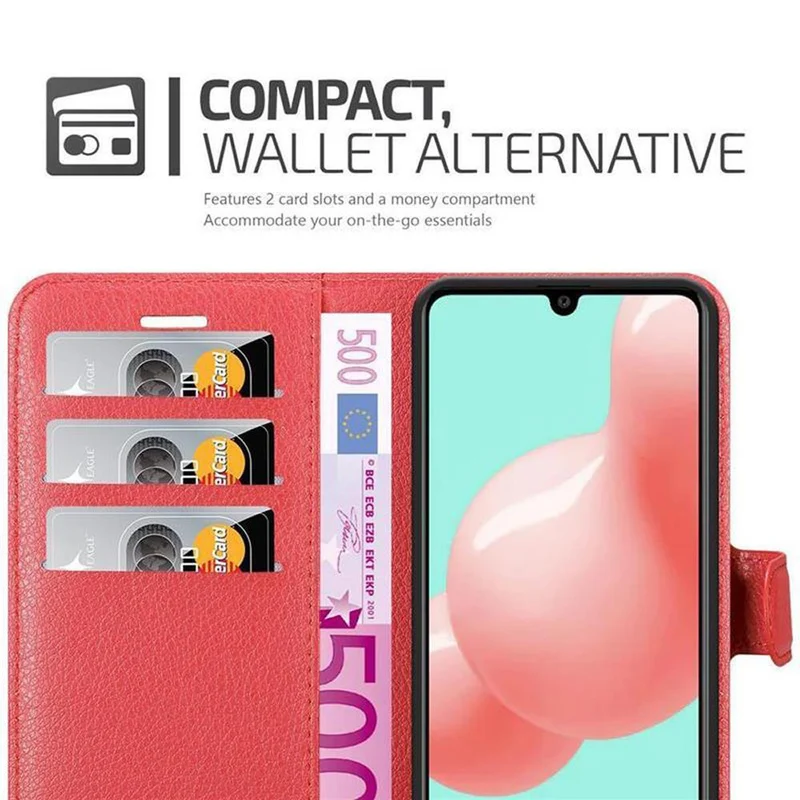 Cadorabo Hülle kompatibel mit Samsung Galaxy A41 Schutzhülle mit Magnetverschluss, Standfunktion und Kartenfach