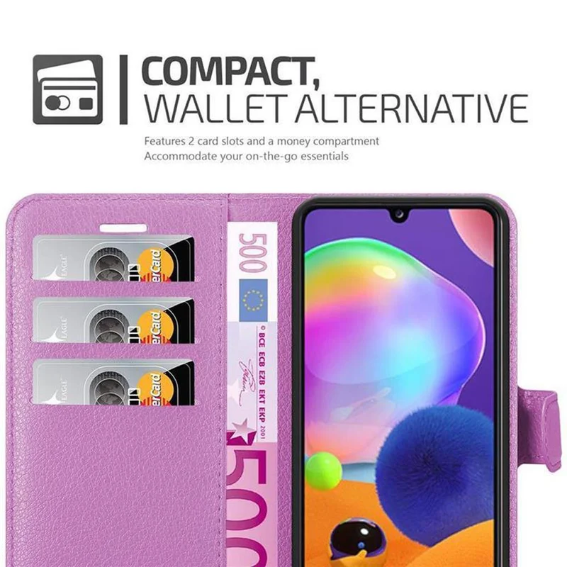 Cadorabo Hülle kompatibel mit Samsung Galaxy A31 Schutzhülle mit Magnetverschluss, Standfunktion und Kartenfach