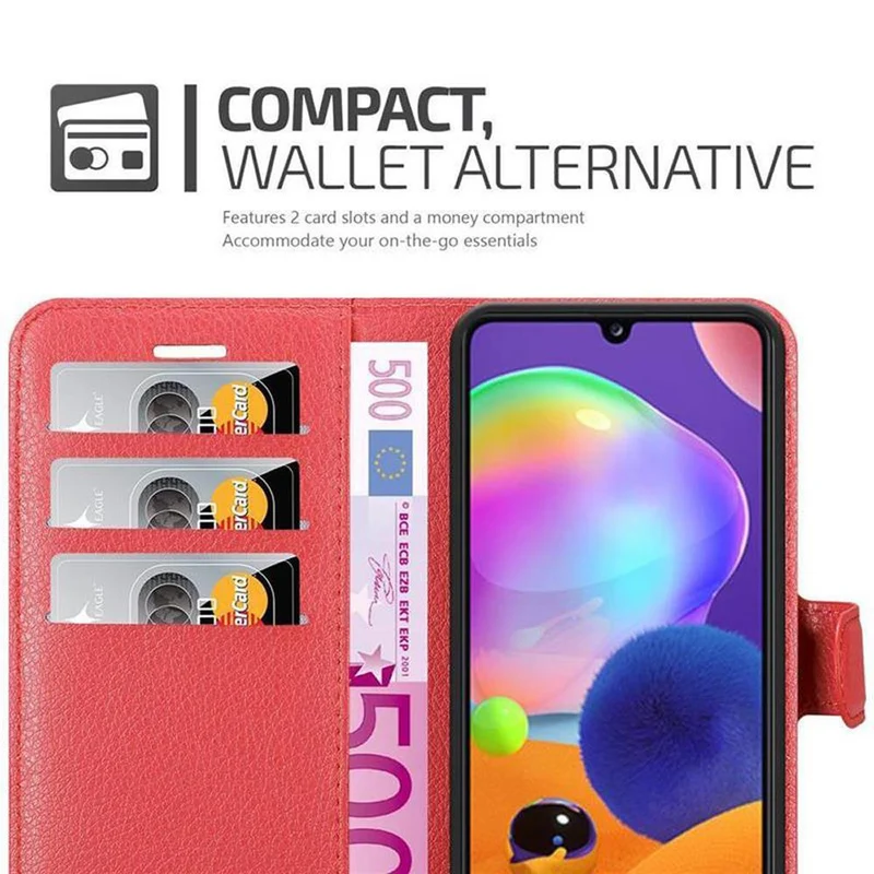 Cadorabo Hülle kompatibel mit Samsung Galaxy A31 Schutzhülle mit Magnetverschluss, Standfunktion und Kartenfach