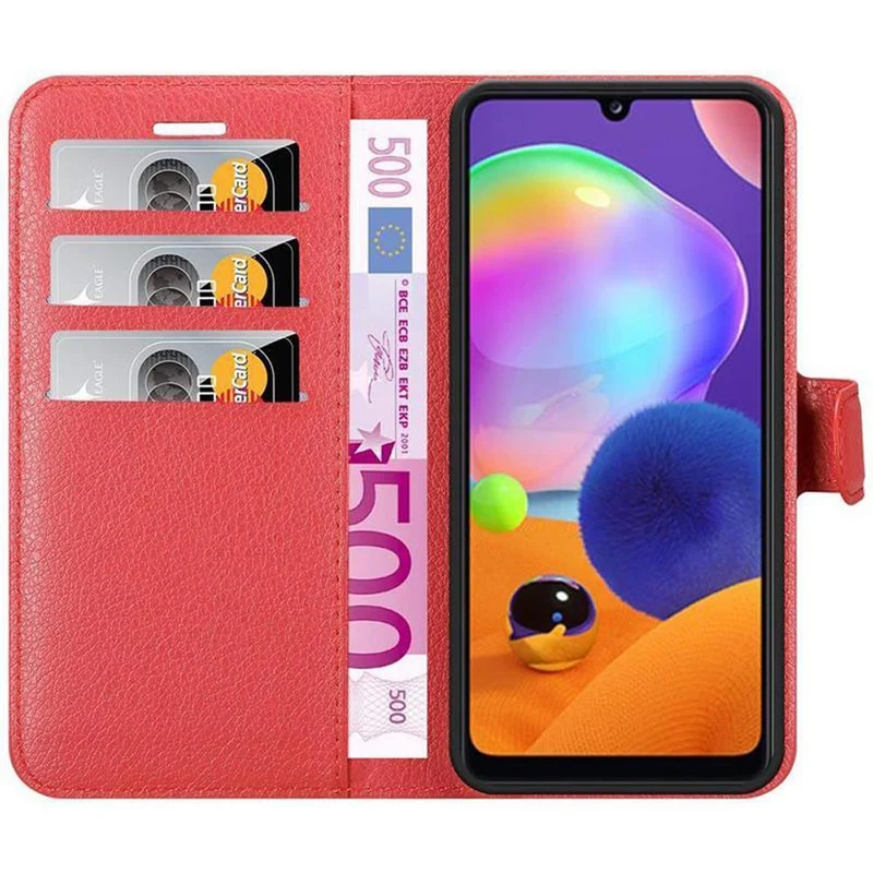 Cadorabo Hülle kompatibel mit Samsung Galaxy A31 Schutzhülle mit Magnetverschluss, Standfunktion und Kartenfach
