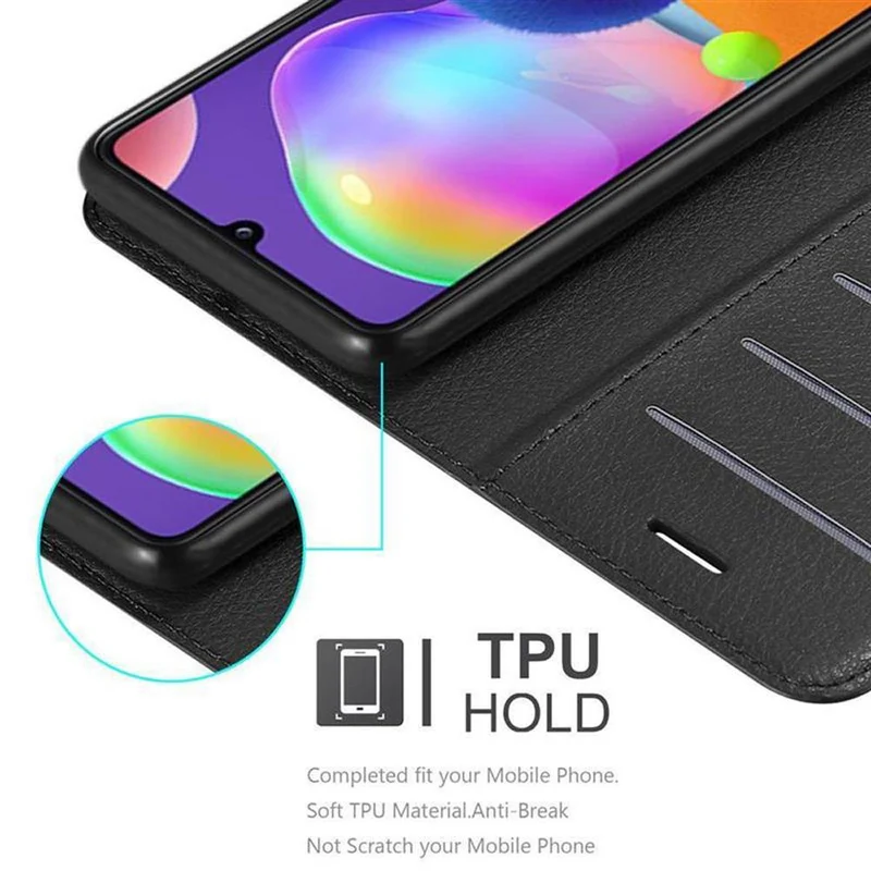 Cadorabo Hülle kompatibel mit Samsung Galaxy A31 Schutzhülle mit Magnetverschluss, Standfunktion und Kartenfach