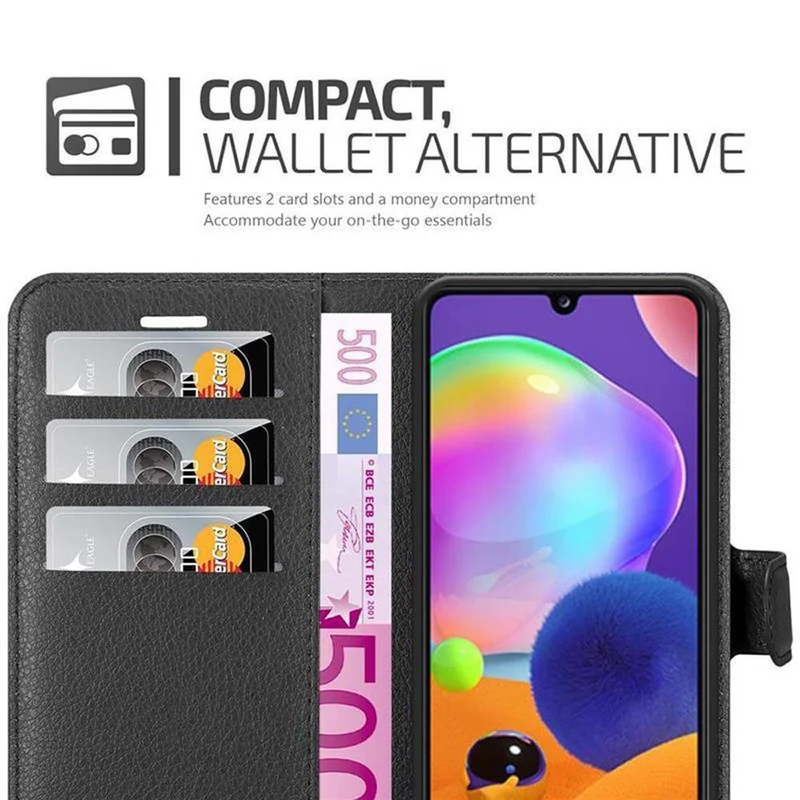 Cadorabo Hülle kompatibel mit Samsung Galaxy A31 Schutzhülle mit Magnetverschluss, Standfunktion und Kartenfach