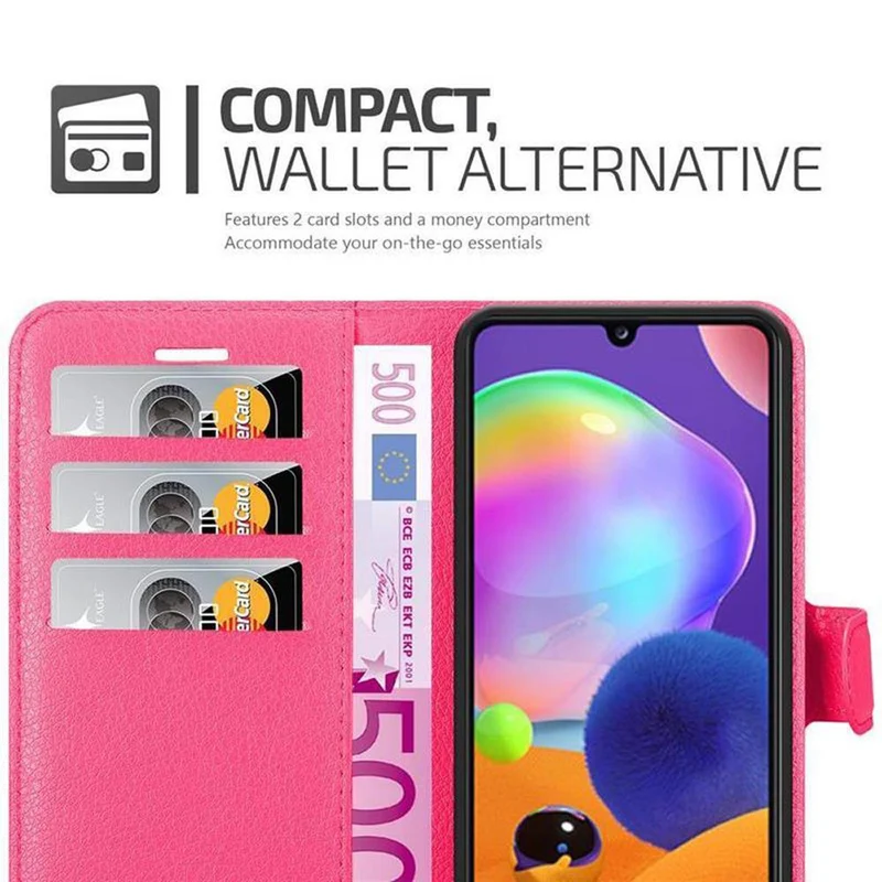 Cadorabo Hülle kompatibel mit Samsung Galaxy A31 Schutzhülle mit Magnetverschluss, Standfunktion und Kartenfach
