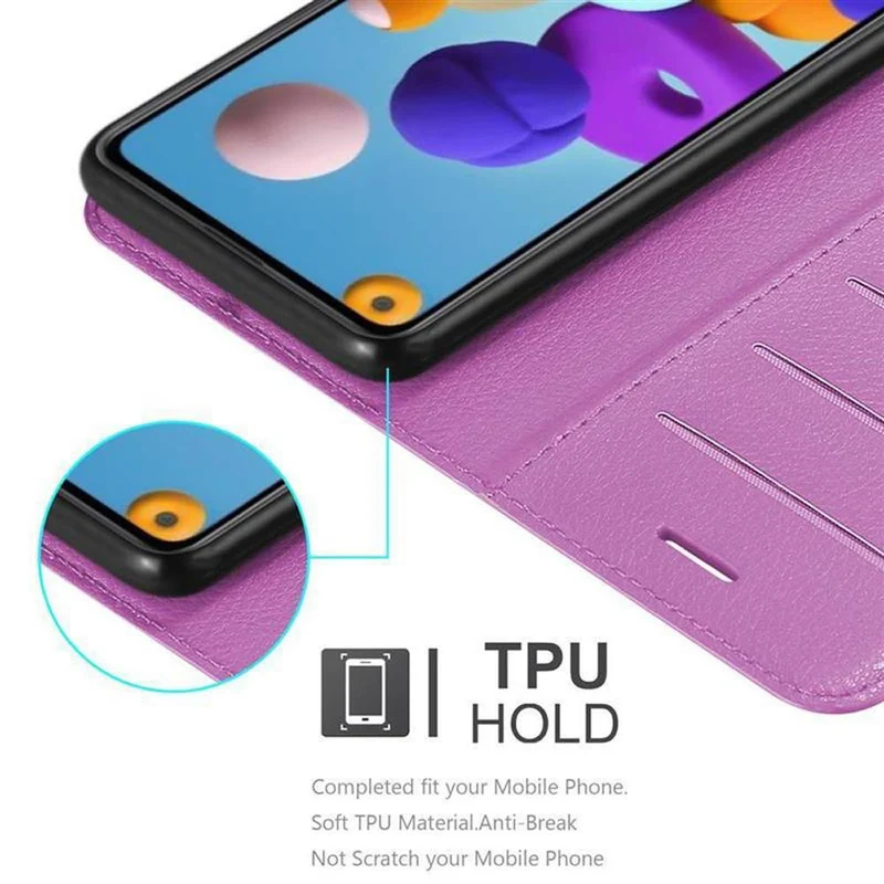 Cadorabo Hülle kompatibel mit Samsung Galaxy A21 Schutzhülle mit Magnetverschluss, Standfunktion und Kartenfach