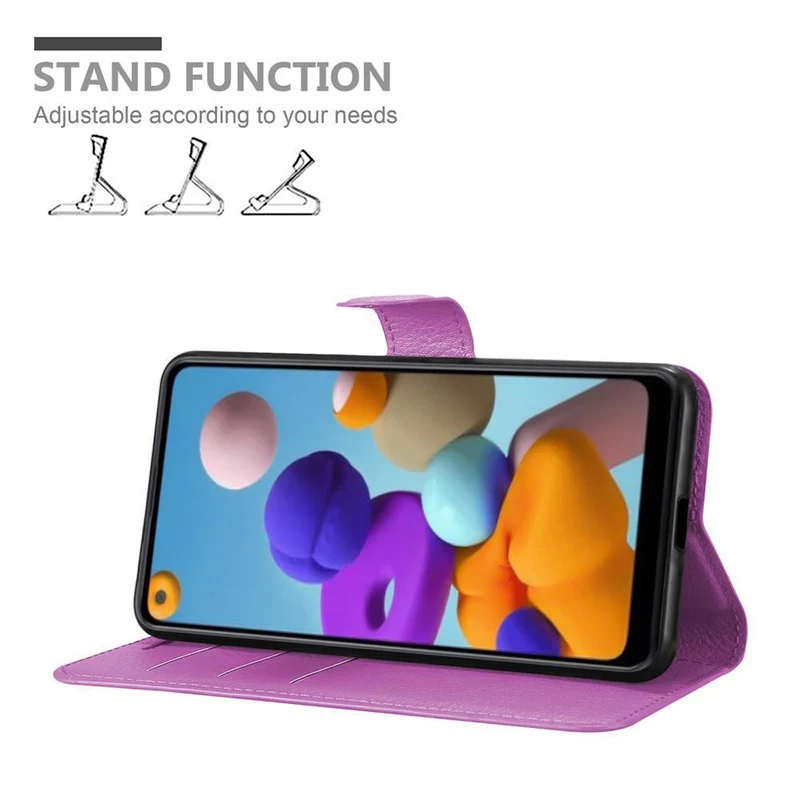 Cadorabo Hülle kompatibel mit Samsung Galaxy A21 Schutzhülle mit Magnetverschluss, Standfunktion und Kartenfach