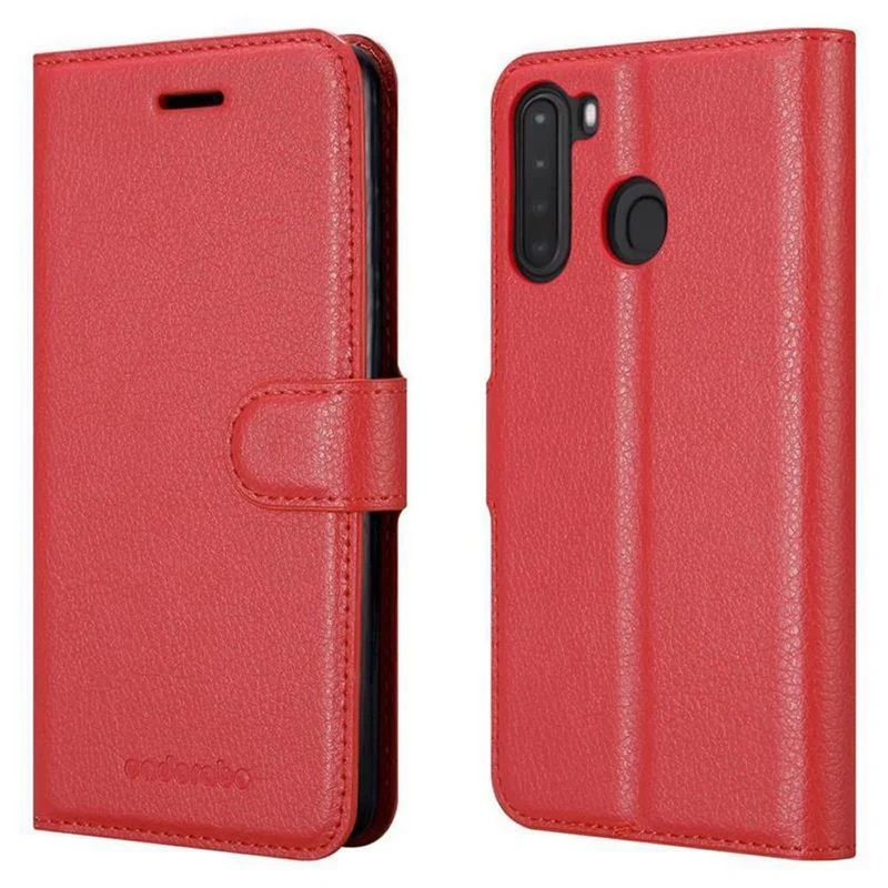 Cadorabo Hülle kompatibel mit Samsung Galaxy A21 Schutzhülle mit Magnetverschluss, Standfunktion und Kartenfach