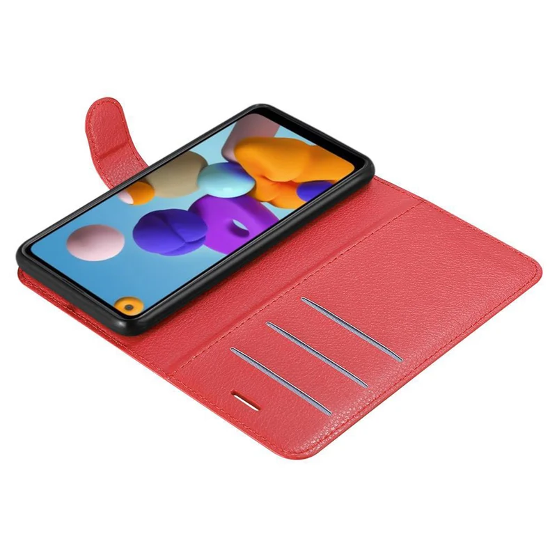 Cadorabo Hülle kompatibel mit Samsung Galaxy A21 Schutzhülle mit Magnetverschluss, Standfunktion und Kartenfach