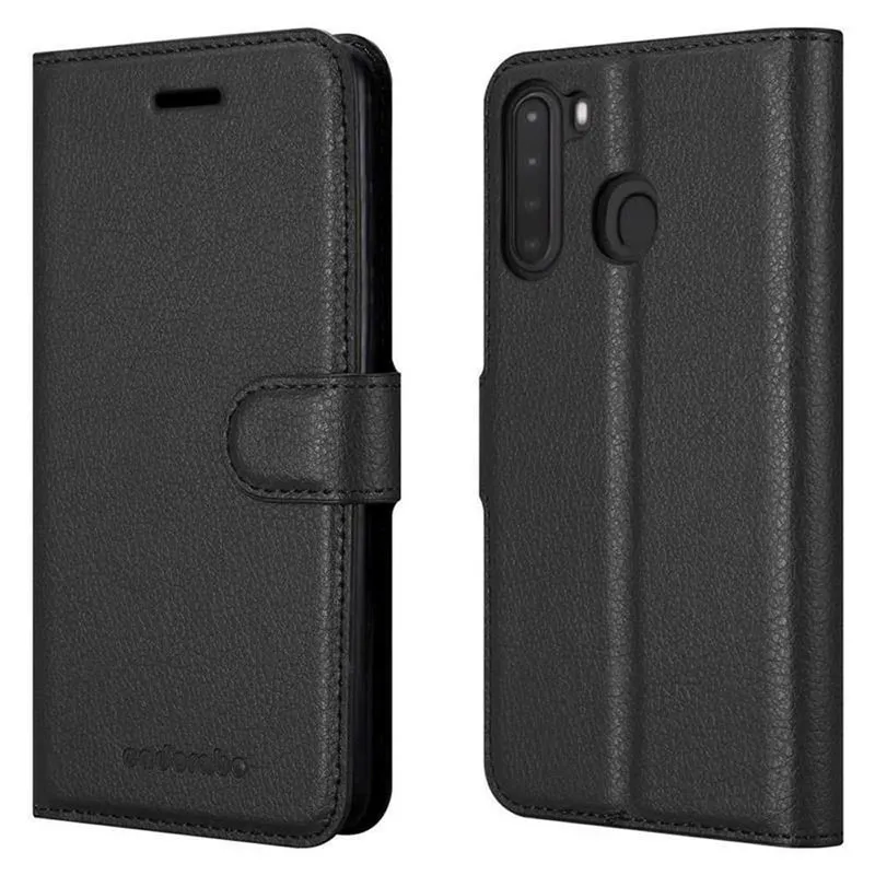 Cadorabo Hülle kompatibel mit Samsung Galaxy A21 Schutzhülle mit Magnetverschluss, Standfunktion und Kartenfach