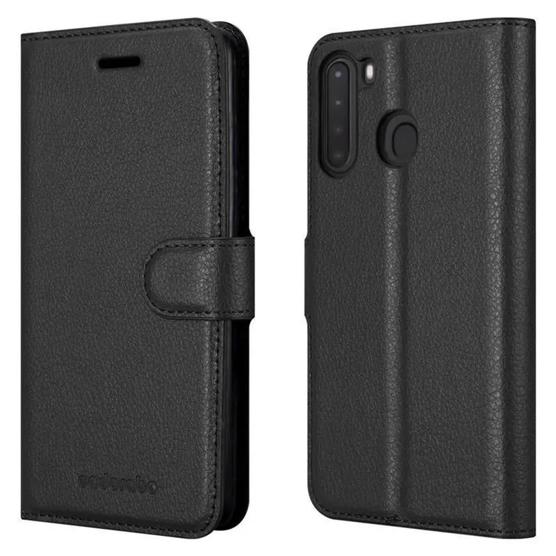 Cadorabo Hülle kompatibel mit Samsung Galaxy A21 Schutzhülle mit Magnetverschluss, Standfunktion und Kartenfach