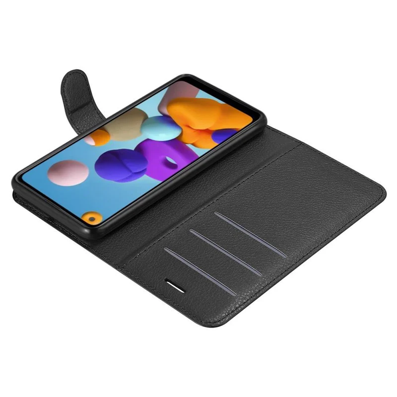 Cadorabo Hülle kompatibel mit Samsung Galaxy A21 Schutzhülle mit Magnetverschluss, Standfunktion und Kartenfach