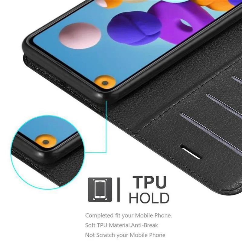 Cadorabo Hülle kompatibel mit Samsung Galaxy A21 Schutzhülle mit Magnetverschluss, Standfunktion und Kartenfach