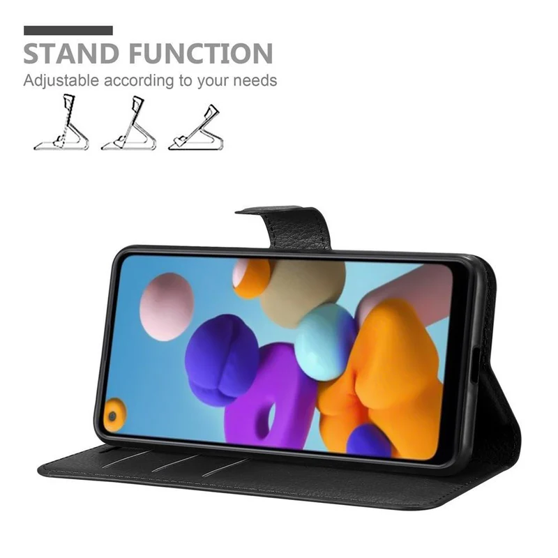 Cadorabo Hülle kompatibel mit Samsung Galaxy A21 Schutzhülle mit Magnetverschluss, Standfunktion und Kartenfach
