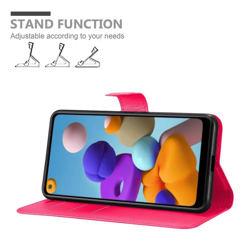 Cadorabo Hülle kompatibel mit Samsung Galaxy A21 Schutzhülle mit Magnetverschluss, Standfunktion und Kartenfach