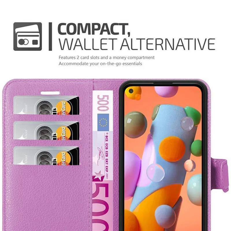 Cadorabo Hülle kompatibel mit Samsung Galaxy A11 / M11 Schutzhülle mit Magnetverschluss, Standfunktion und Kartenfach