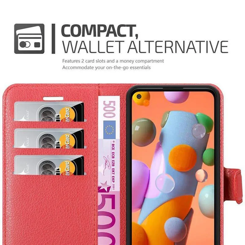 Cadorabo Hülle kompatibel mit Samsung Galaxy A11 / M11 Schutzhülle mit Magnetverschluss, Standfunktion und Kartenfach
