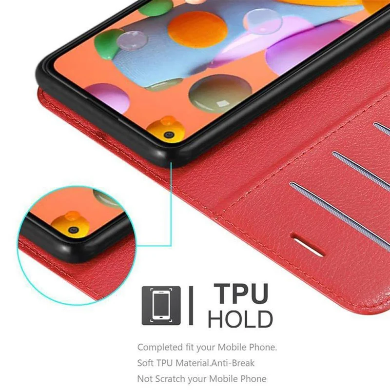 Cadorabo Hülle kompatibel mit Samsung Galaxy A11 / M11 Schutzhülle mit Magnetverschluss, Standfunktion und Kartenfach