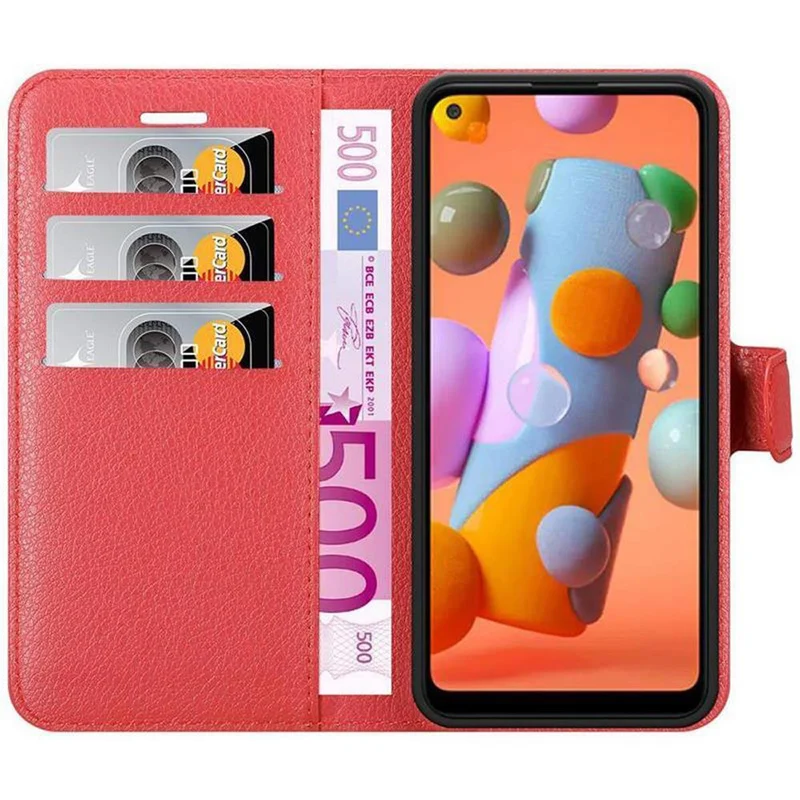 Cadorabo Hülle kompatibel mit Samsung Galaxy A11 / M11 Schutzhülle mit Magnetverschluss, Standfunktion und Kartenfach
