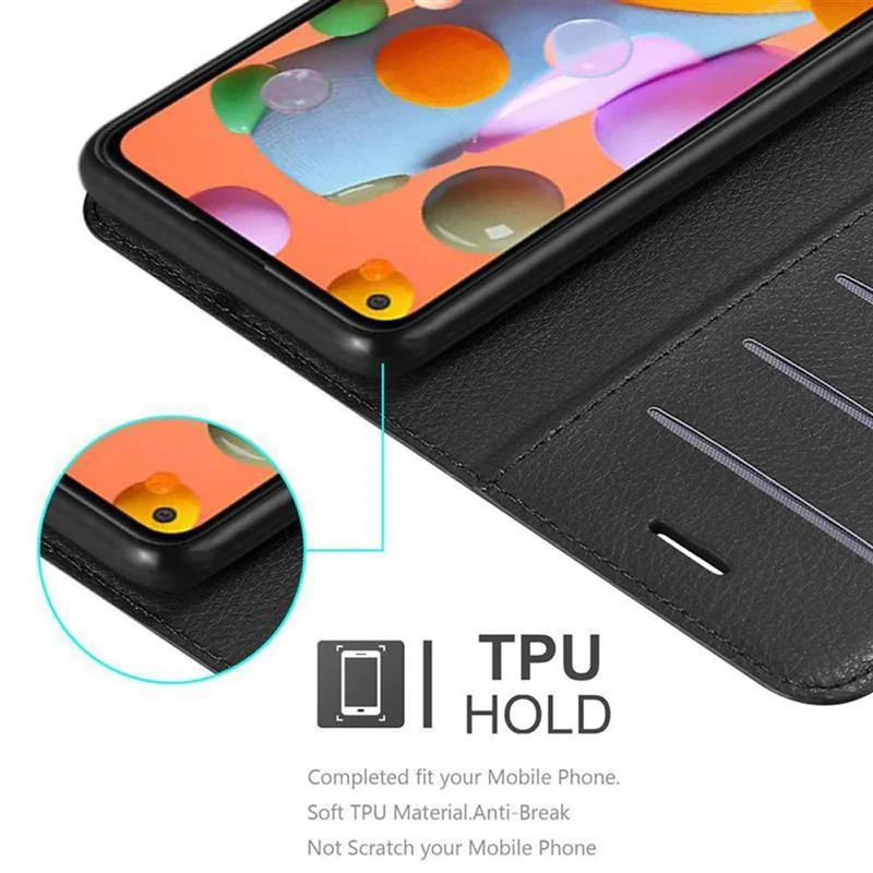 Cadorabo Hülle kompatibel mit Samsung Galaxy A11 / M11 Schutzhülle mit Magnetverschluss, Standfunktion und Kartenfach