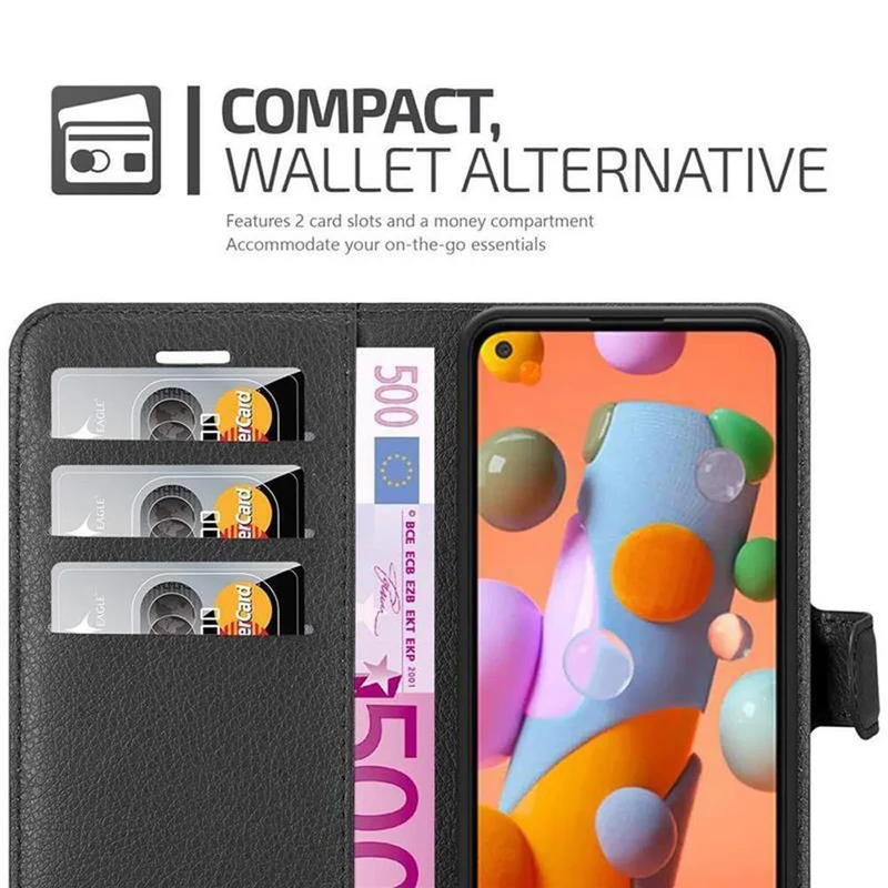 Cadorabo Hülle kompatibel mit Samsung Galaxy A11 / M11 Schutzhülle mit Magnetverschluss, Standfunktion und Kartenfach