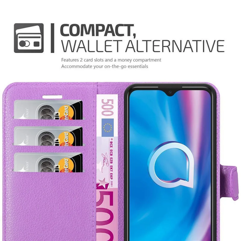 Cadorabo Hülle kompatibel mit Alcatel 1S 2020 Schutzhülle mit Magnetverschluss, Standfunktion und Kartenfach