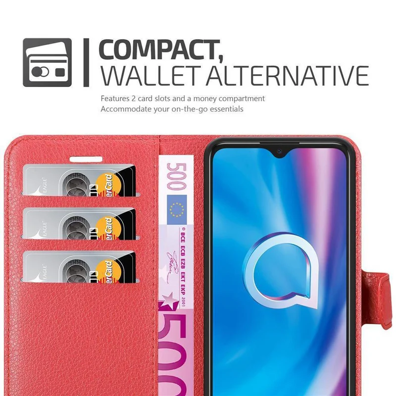 Cadorabo Hülle kompatibel mit Alcatel 1S 2020 Schutzhülle mit Magnetverschluss, Standfunktion und Kartenfach