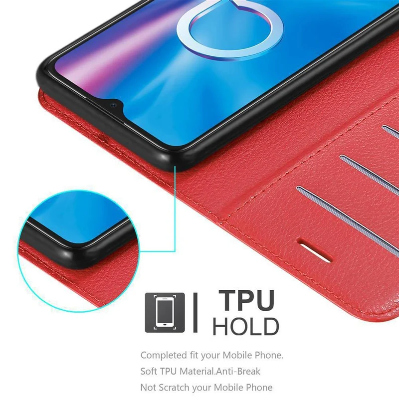 Cadorabo Hülle kompatibel mit Alcatel 1S 2020 Schutzhülle mit Magnetverschluss, Standfunktion und Kartenfach