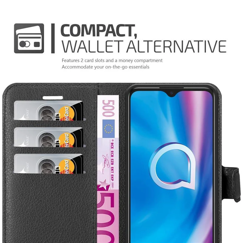 Cadorabo Hülle kompatibel mit Alcatel 1S 2020 Schutzhülle mit Magnetverschluss, Standfunktion und Kartenfach
