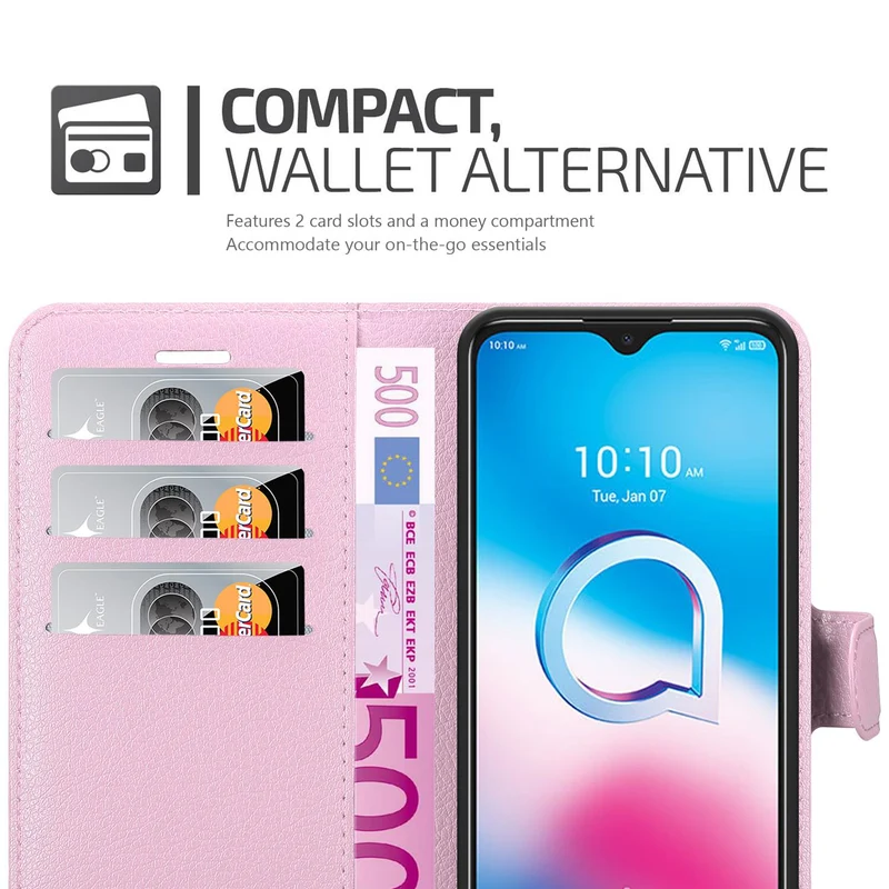 Cadorabo Hülle kompatibel mit Alcatel 1S 2020 Schutzhülle mit Magnetverschluss, Standfunktion und Kartenfach