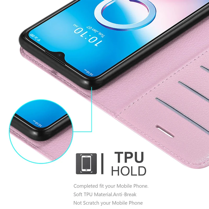 Cadorabo Hülle kompatibel mit Alcatel 1S 2020 Schutzhülle mit Magnetverschluss, Standfunktion und Kartenfach