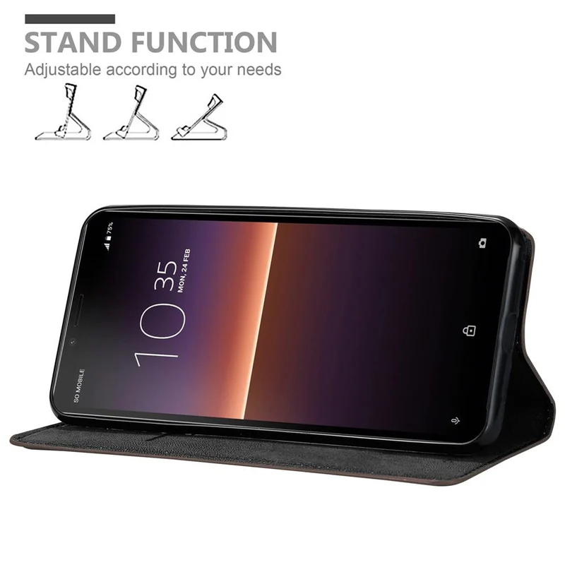 Cadorabo Hülle kompatibel mit Sony Xperia 10 II Schutzhülle mit Magnetverschluss, Standfunktion und Kartenfach