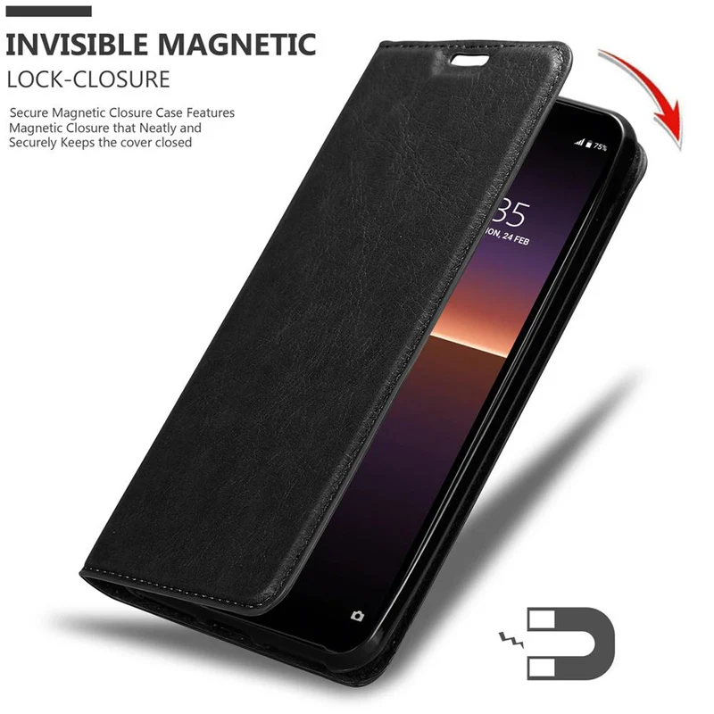 Cadorabo Hülle kompatibel mit Sony Xperia 10 II Schutzhülle mit Magnetverschluss, Standfunktion und Kartenfach