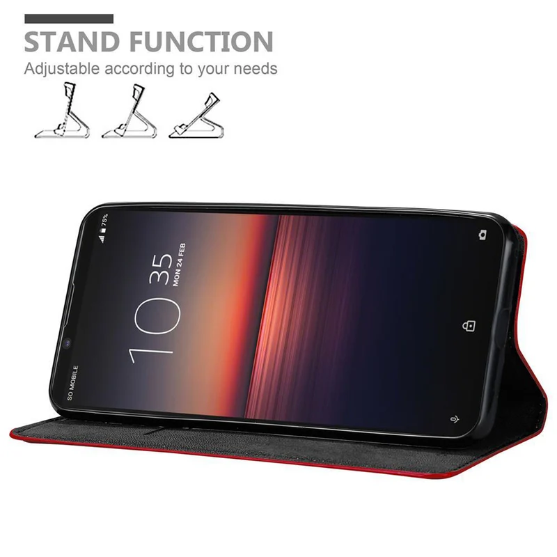Cadorabo Hülle kompatibel mit Sony Xperia 1 II Schutzhülle mit Magnetverschluss, Standfunktion und Kartenfach